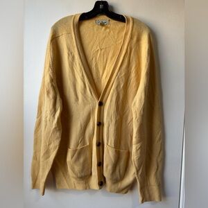 L.L. Bean Men's Wool Button Down Mustard Cardigan Sweater